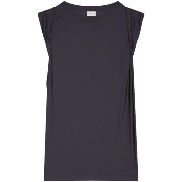 Dries Van Noten NEW Hatty Black Jersey Rolled Sleeveless Top Womens Size Small